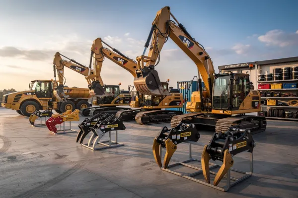 Moderner Abbruchbagger bei Abbrucharbeiten